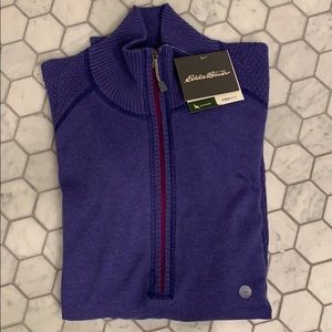 NWT Eddie Bauer Purple Quarter ZIP Sweater